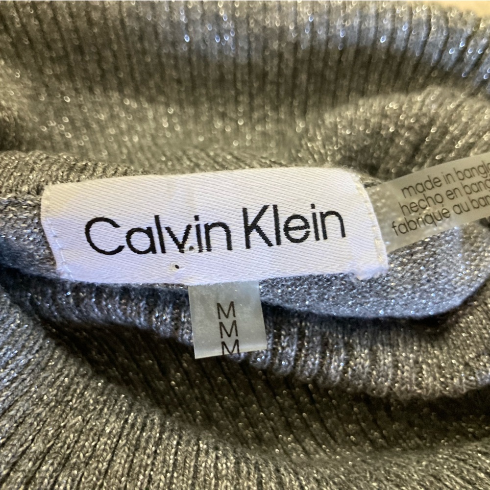 Calvin Klein Metallic Turtleneck Sweater Gray Size M - Picture 4 of 8
